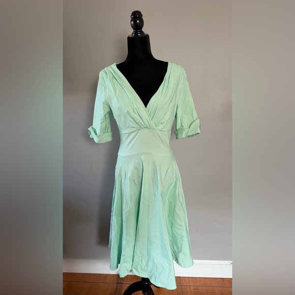 UNIQUE VINTAGE Mint Green Wrap Dress - Picture 2 of 11